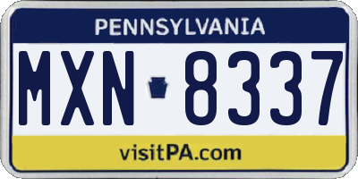 PA license plate MXN8337