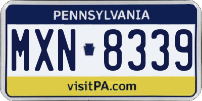 PA license plate MXN8339