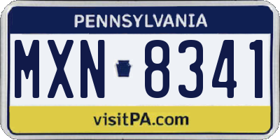 PA license plate MXN8341