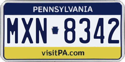 PA license plate MXN8342