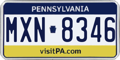 PA license plate MXN8346