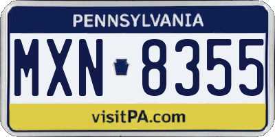 PA license plate MXN8355