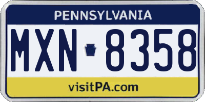 PA license plate MXN8358