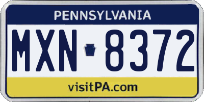 PA license plate MXN8372