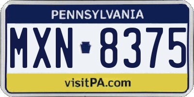 PA license plate MXN8375
