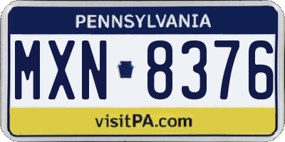 PA license plate MXN8376