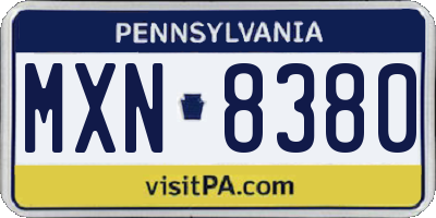 PA license plate MXN8380