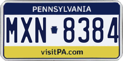 PA license plate MXN8384
