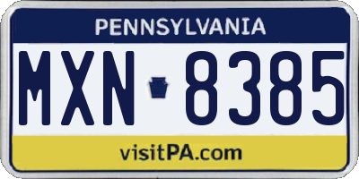 PA license plate MXN8385