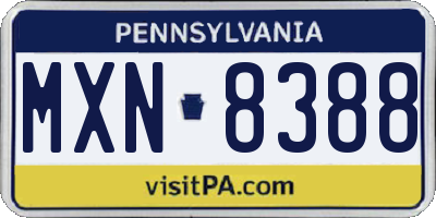 PA license plate MXN8388