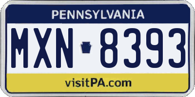 PA license plate MXN8393