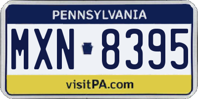 PA license plate MXN8395