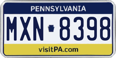 PA license plate MXN8398