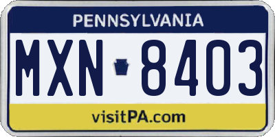 PA license plate MXN8403