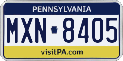 PA license plate MXN8405