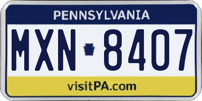 PA license plate MXN8407