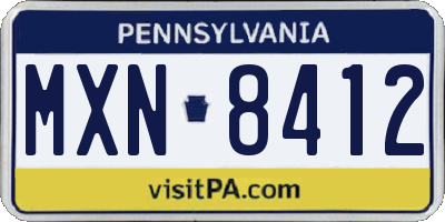 PA license plate MXN8412
