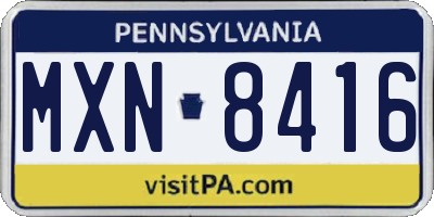 PA license plate MXN8416
