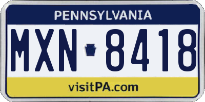 PA license plate MXN8418