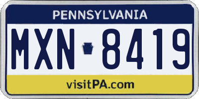 PA license plate MXN8419