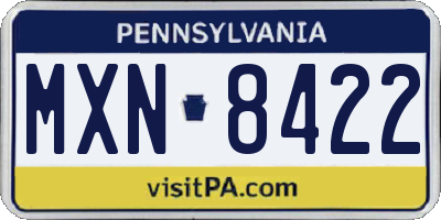 PA license plate MXN8422