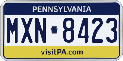 PA license plate MXN8423