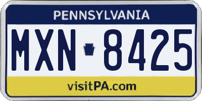 PA license plate MXN8425