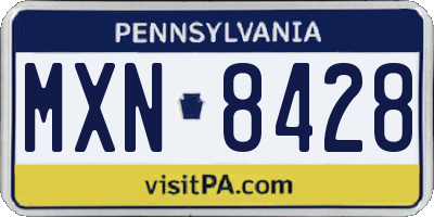 PA license plate MXN8428