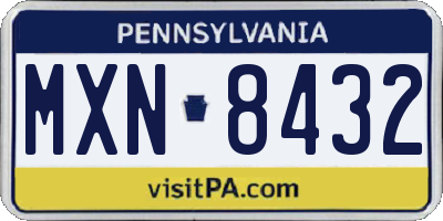 PA license plate MXN8432