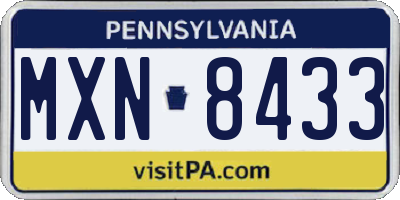 PA license plate MXN8433