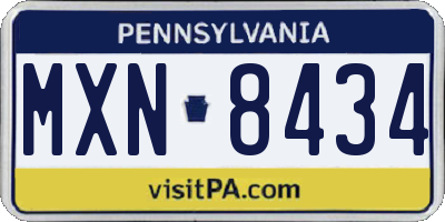PA license plate MXN8434