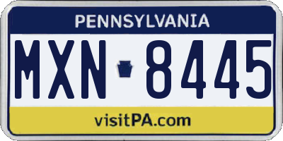 PA license plate MXN8445