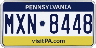 PA license plate MXN8448