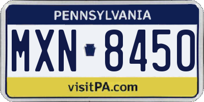 PA license plate MXN8450