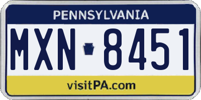 PA license plate MXN8451