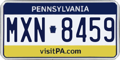PA license plate MXN8459