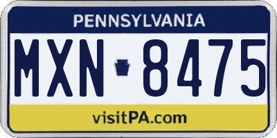 PA license plate MXN8475