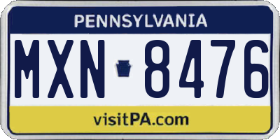 PA license plate MXN8476