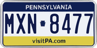 PA license plate MXN8477
