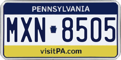 PA license plate MXN8505