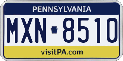 PA license plate MXN8510