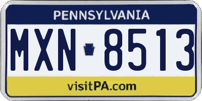 PA license plate MXN8513