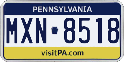 PA license plate MXN8518