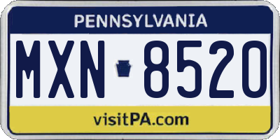 PA license plate MXN8520