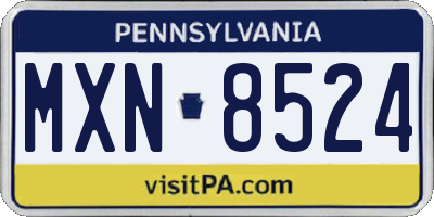 PA license plate MXN8524