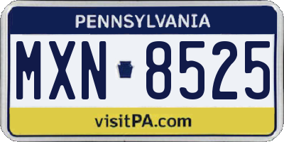 PA license plate MXN8525