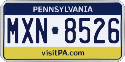 PA license plate MXN8526