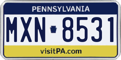 PA license plate MXN8531