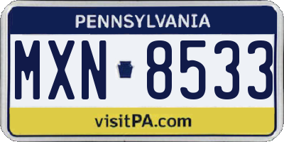 PA license plate MXN8533