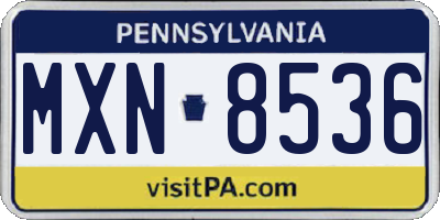 PA license plate MXN8536
